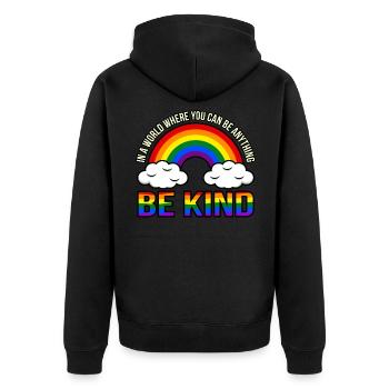 Rainbow Be Kind Soutien du Mois de la Fierté Gay Lgbtq - Veste à capuche bio Premium Unisexe - noir - Dos - Nico (187cm)