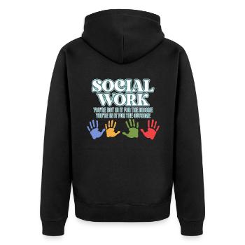 Social Work Definition Proud - Unisex Premium Organic Zip Hoodie - black - Back - Nico (187cm)