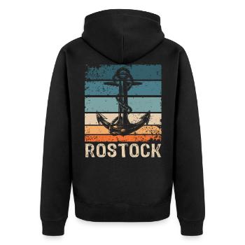 Rostock Sprüche Rostocker - Unisex Premium Bio Zip Hoodie - Schwarz - Hinten - Nico (187cm)