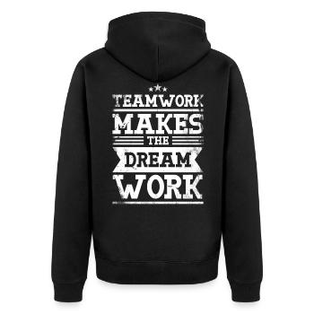 Teamwork Makes The Dream Work Design For One - Unisex Premium Organic Zip Hoodie - black - Back - Nico (187cm)