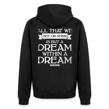 Everything we see or have seen is just - Unisex Premium Organic Zip Hoodie - black - Back - Nico (187cm)