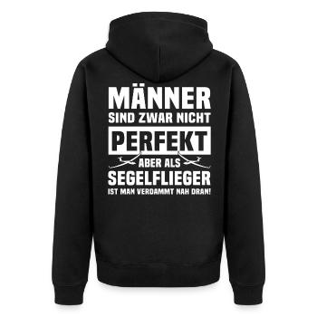 Segelfliegen Segelflug Segelflieger - Unisex Premium Bio Zip Hoodie - Schwarz - Hinten - Nico (187cm)