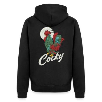 Hochnäsiges Hahn-design Für Hühnerliebhaber - Unisex Premium Bio Zip Hoodie - Schwarz - Hinten - Nico (187cm)