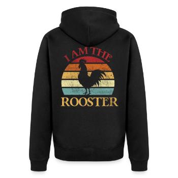 Ich Bin Der Hahn-weinlese-entwurf Für - Unisex Premium Bio Zip Hoodie - Schwarz - Hinten - Nico (187cm)