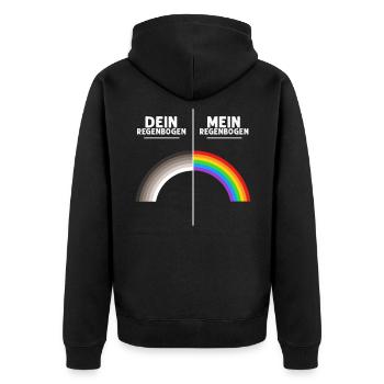 LGBT Dein Mein Regenbogen - Lesben Gay Pride - Unisex Premium Bio Zip Hoodie - Schwarz - Hinten - Nico (187cm)
