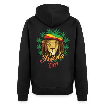 Rasta Lion Reggae Style Design pour la musique reggae - Veste à capuche bio Premium Unisexe - noir - Dos - Nico (187cm)