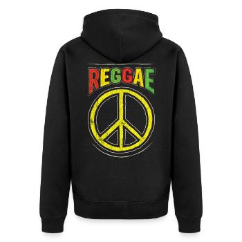 Reggae Reggae Style Design For - Unisex Premium Organic Zip Hoodie - black - Back - Nico (187cm)