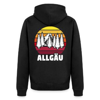 Allgäu Allgäuer Allgaeu - Unisex Premium Bio Zip Hoodie - Schwarz - Hinten - Nico (187cm)