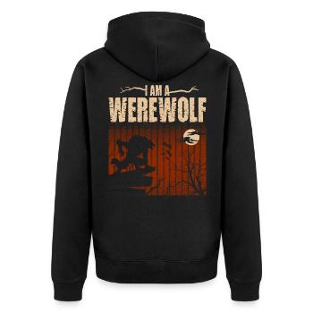 I am a werewolf design for wolves fans - Unisex Premium Organic Zip Hoodie - black - Back - Nico (187cm)