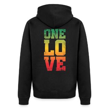 A Love Design For Reggae Rasta - Unisex Premium Organic Zip Hoodie - black - Back - Nico (187cm)
