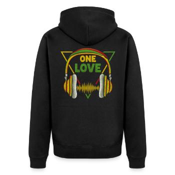 A Love Headphone Design For Reggae Music - Unisex Premium Organic Zip Hoodie - black - Back - Nico (187cm)