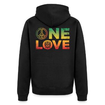 A Love Design For Reggae Rasta - Unisex Premium Organic Zip Hoodie - black - Back - Nico (187cm)