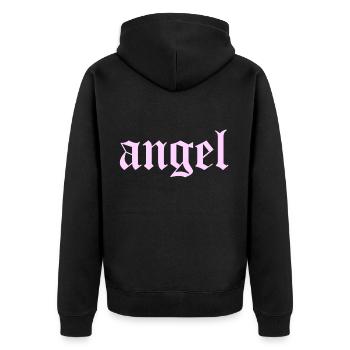 angel - Unisex Premium Bio Zip Hoodie - Schwarz - Hinten - Nico (187cm)