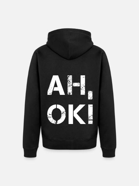 AH OK - Unisex Premium Bio Zip Hoodie - Schwarz