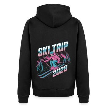 Ski Trip 2026 – Neon Retro Skiing Adventure Design - Unisex Premium Organic Zip Hoodie - black - Back - Nico (187cm)