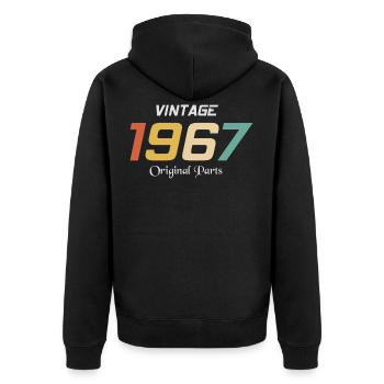 Vintage 1967 Originalteile Tee Geburtstagsgeschenk Retr - Unisex Premium Bio Zip Hoodie - Schwarz - Hinten - Nico (187cm)