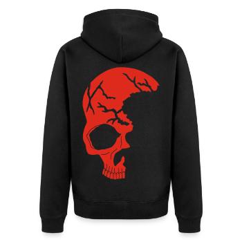 Demi-crâne rouge - Veste à capuche bio Premium Unisexe - noir - Dos - Nico (187cm)