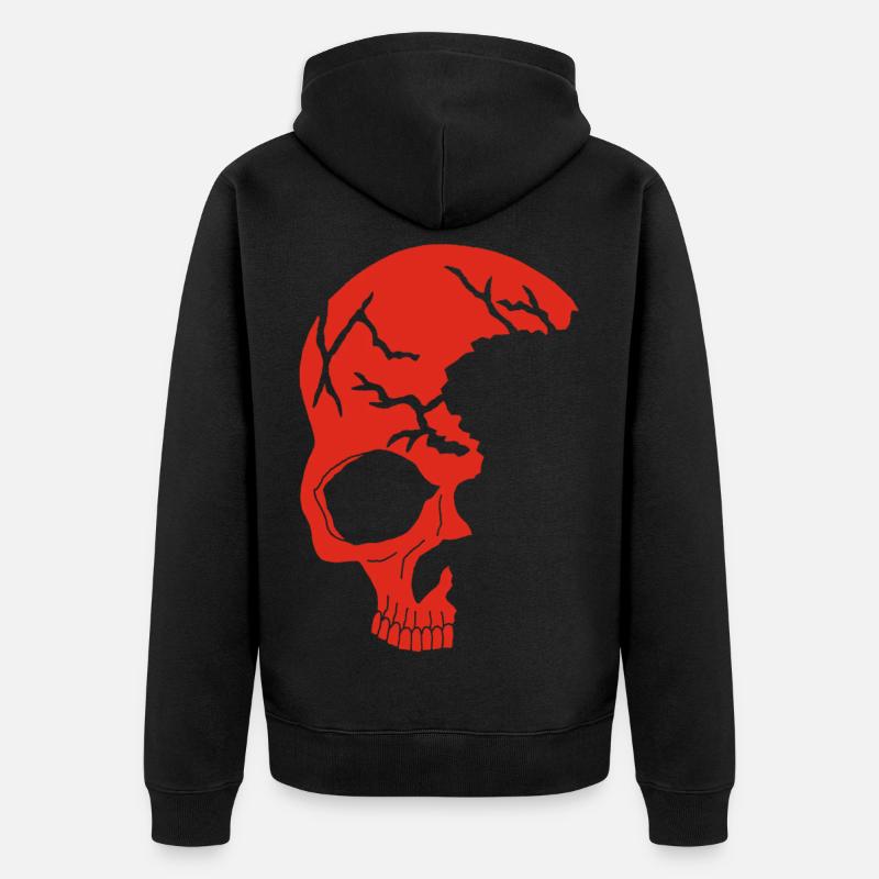 Roter Halbschädel - Unisex Premium Bio Zip Hoodie - Schwarz