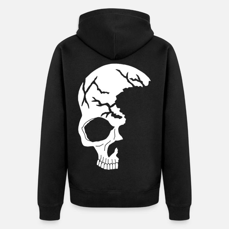 weißer Halbschädel - Unisex Premium Bio Zip Hoodie - Schwarz