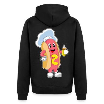Hotdog Koch Senf Kochen - Unisex Premium Bio Zip Hoodie - Schwarz - Hinten - Nico (187cm)