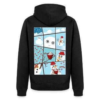 Noël et histoire du bonhomme de neige hereux - Veste à capuche bio Premium Unisexe - noir - Dos - Nico (187cm)