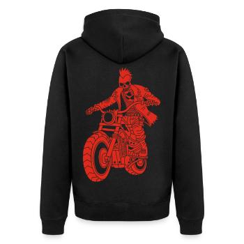 The Red Biker from Hell - Unisex Premium Organic Zip Hoodie - black - Back - Nico (187cm)