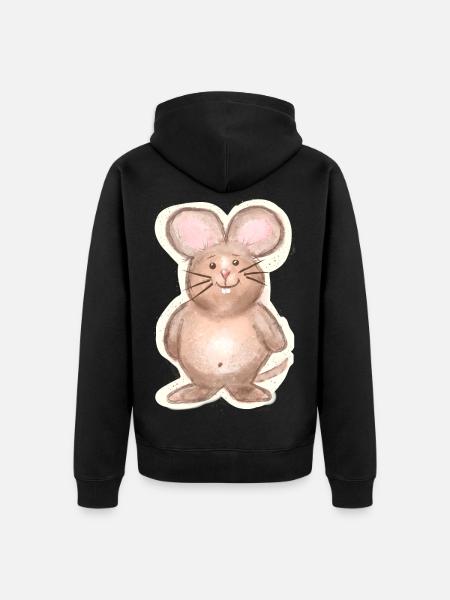 Mouse - Unisex Premium Organic Zip Hoodie - black