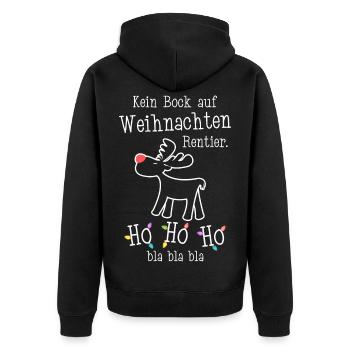 Kein Bock auf Weihnachten Rentier Ho Ho Ho - Unisex Premium Bio Zip Hoodie - Schwarz - Hinten - Nico (187cm)