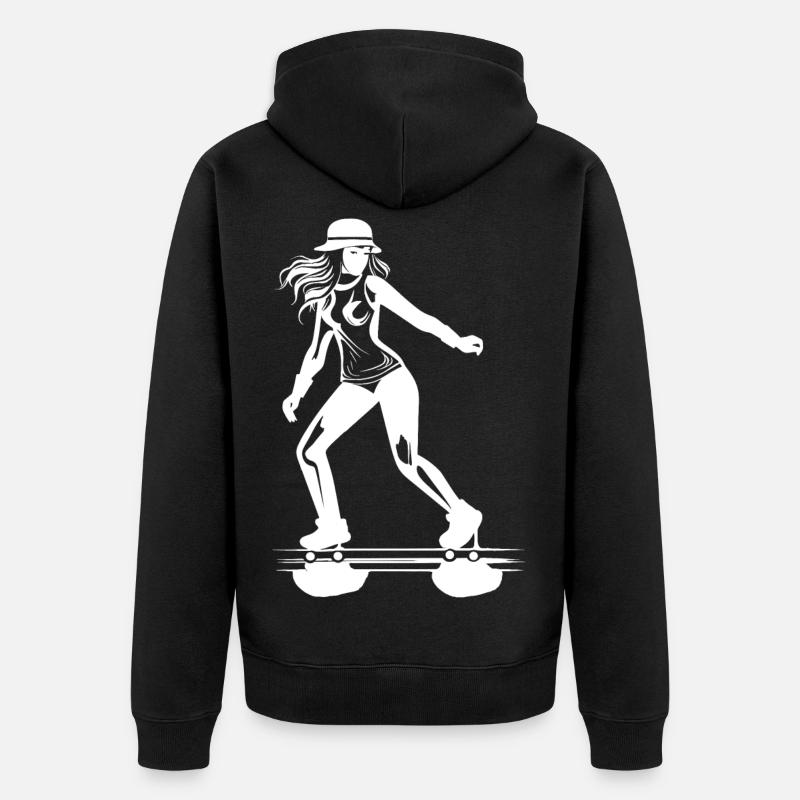 Dessin de patins à roulettes - Veste à capuche bio Premium Unisexe - noir