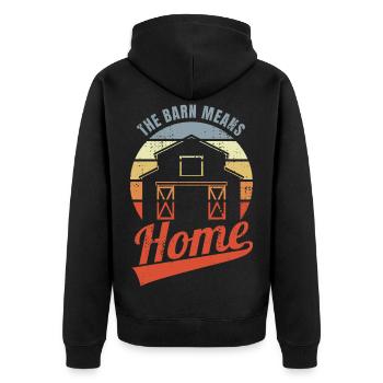 The Barn Means Home - Unisex Premium Bio Zip Hoodie - Schwarz - Hinten - Nico (187cm)