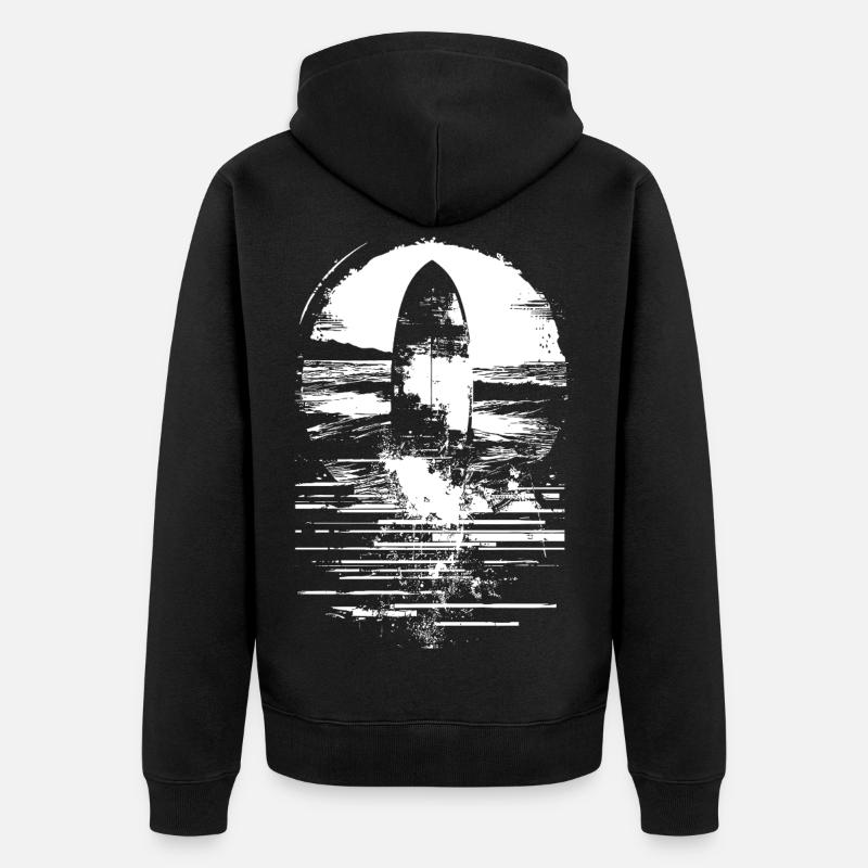 Dessin de planche de surf - Veste à capuche bio Premium Unisexe - noir