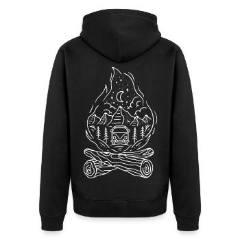 Nachtwald Vanlife Panorama - Unisex Premium Bio Zip Hoodie - Schwarz - Hinten - Nico (187cm)
