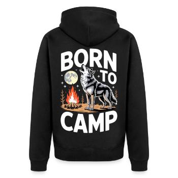 Born to Camp - Unisex Premium Organic Zip Hoodie - black - Back - Nico (187cm)