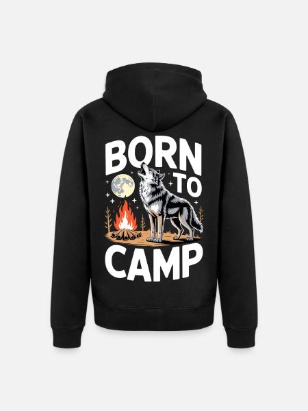 Born to Camp - Unisex Premium Organic Zip Hoodie - black