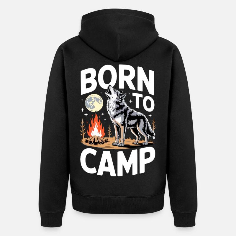 Né pour camper - Veste à capuche bio Premium Unisexe - noir