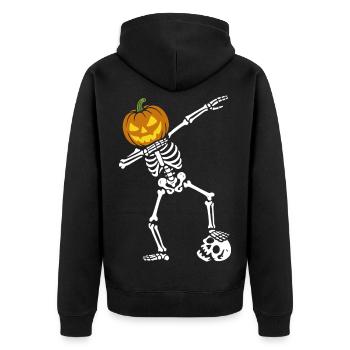 Halloween Dab Dance Skeleton with Skull - Unisex Premium Organic Zip Hoodie - black - Back - Nico (187cm)