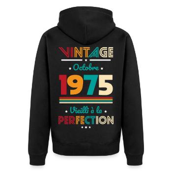 50. Jahrestag – Vintage – Oktober 1975 - Unisex Premium Bio Zip Hoodie - Schwarz - Hinten - Nico (187cm)