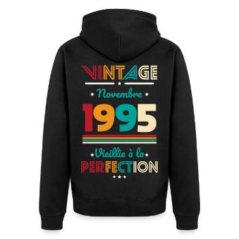 30 Year Anniversary - Vintage - November 1995 - Unisex Premium Organic Zip Hoodie - black - Back - Nico (187cm)