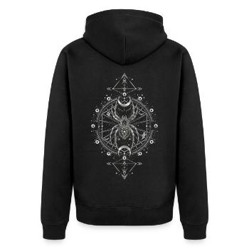 Mystic Spider Mandala – Esoteric Halloween - Unisex Premium Organic Zip Hoodie - black - Back - Nico (187cm)
