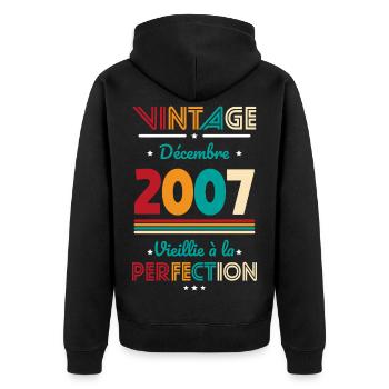 18 Year Anniversary - Vintage - December 2007 - Unisex Premium Organic Zip Hoodie - black - Back - Nico (187cm)
