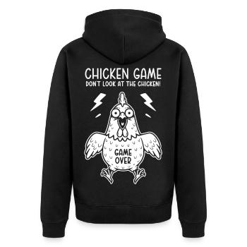 Chicken Game Don't look at the chicken Game over - Unisex Premium Organic Zip Hoodie - black - Back - Nico (187cm)