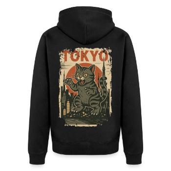 Chat japonais vintage Monster Art Japon Rétro - Veste à capuche bio Premium Unisexe - noir - Dos - Nico (187cm)