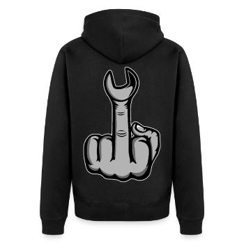 Majeur Puant Clé à doigts - Veste à capuche bio Premium Unisexe - noir - Dos - Nico (187cm)