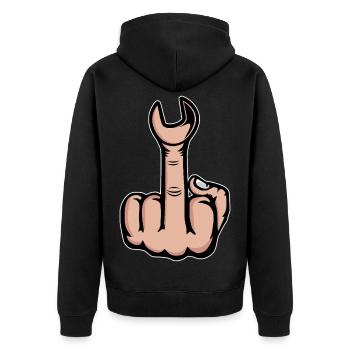 Middle Finger Stinger Finger Wrench - Unisex Premium Organic Zip Hoodie - black - Back - Nico (187cm)