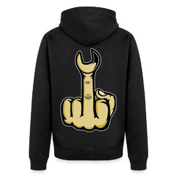 Doigt d’honneur Clé à molette puante - Veste à capuche bio Premium Unisexe - noir - Dos - Nico (187cm)