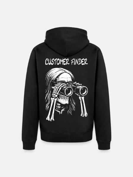 Customer Finder Skeleton Binoculars Rock Design - Unisex Premium Organic Zip Hoodie - black