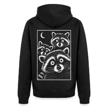 Nächtliche Waschbären Truppe Tier Motiv Lustig - Unisex Premium Bio Zip Hoodie - Schwarz - Hinten - Nico (187cm)