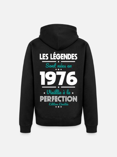 1976 – Legends – Perfekt gereift - Unisex Premium Bio Zip Hoodie - Schwarz