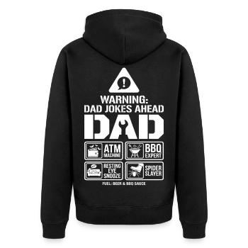 Warning Dad Jokes Ahead Father - Unisex Premium Organic Zip Hoodie - black - Back - Nico (187cm)