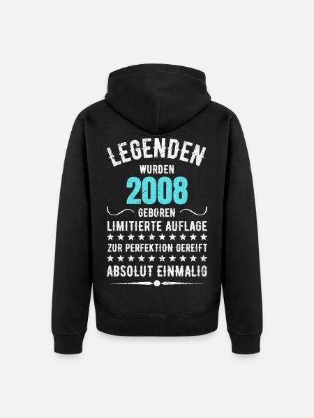 Limited Edition 2007 18th Birthday Gift - Unisex Premium Organic Zip Hoodie - black